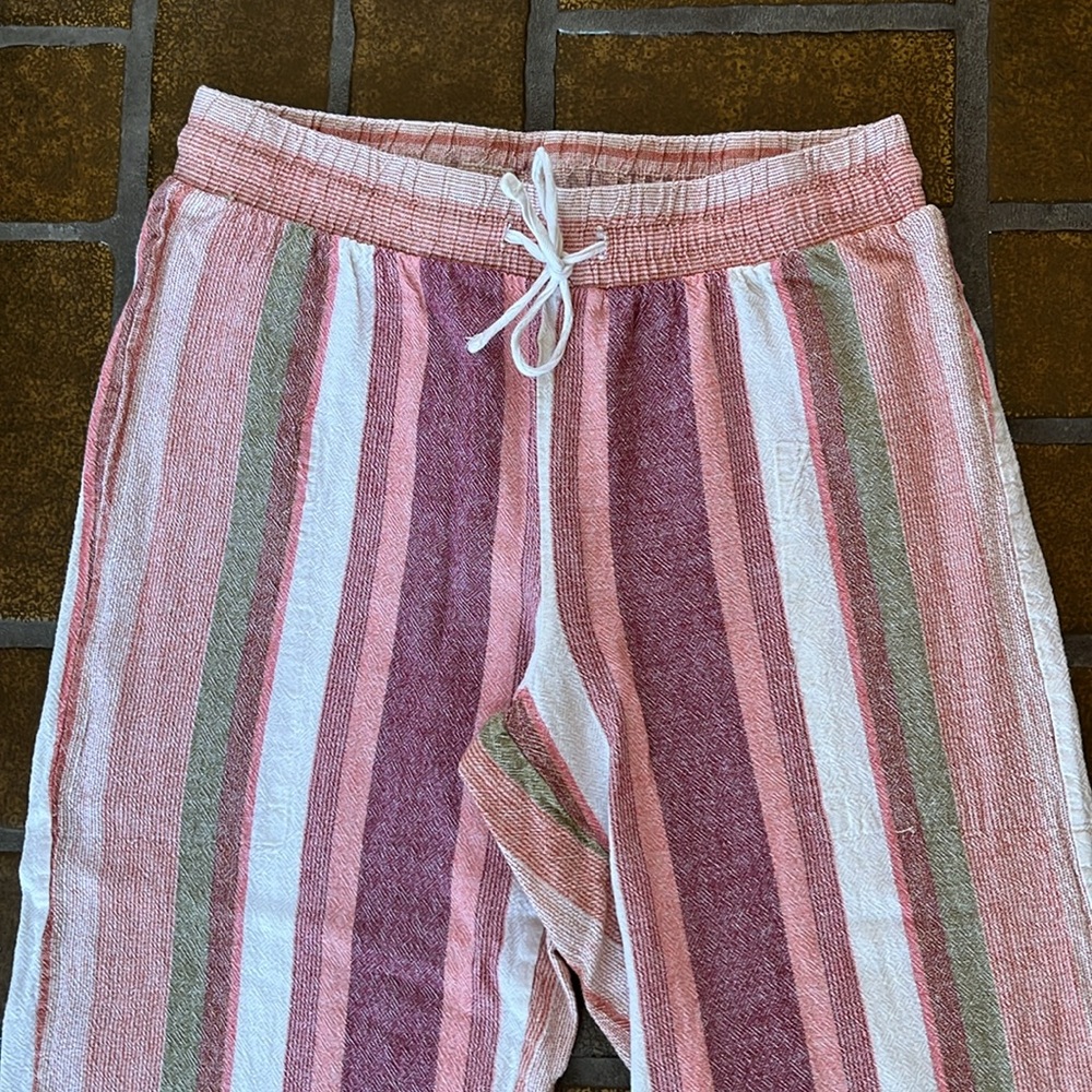 Striped Ankle Crop Pants in Pink Stripe - Picture 4 of 14